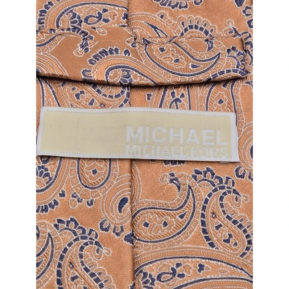 Michael Kors Peach Blue Paisley Men's Neck Tie Classic 58